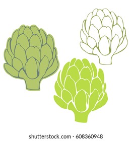 Hand drawn artichokes. Vector illustration