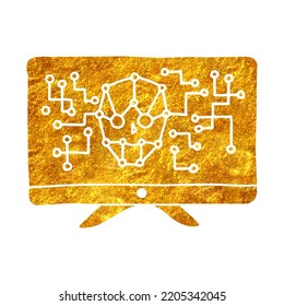 Hand drawn artificial intelligence concept icon in gold foil texture vector illustration