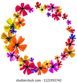 Hand drawn artistic background with copy space. Botanical motif by hand. Marker drawn flowers for backgrounds, greeting cards. Vector illustration.