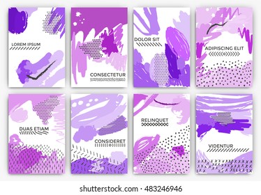 Hand drawn artistic background designs - Usable for Wedding invitation, anniversary, birthday, Valentine's day, party poster - card, brochure, or flyer design - shades of purple