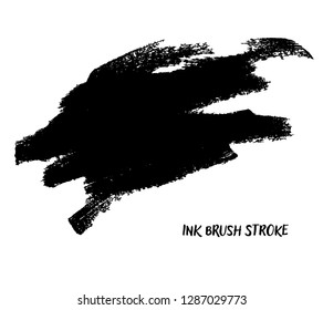 Hand drawn artistic black ink dry brush stroke. Isolated object. Abstract art elements.