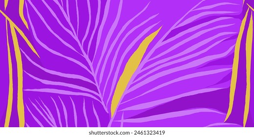 Hand drawn artistic botanical print. Beautiful bold leaves silhouette collage contemporary seamless pattern. 