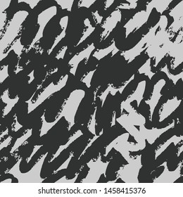 Hand drawn artistic brush strokes seamless pattern. Graffiti wallpaper. Black and silver Ink backdrop. Vector illustration