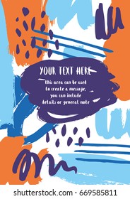Hand drawn artistic card with place for text. Vector illustration.