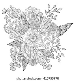 Coloring Page Illustration Coloring Flowers Art Stock Vector (Royalty ...