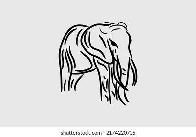 hand drawn artistic flow shape Elephant vector