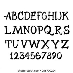Hand drawn artistic font. Vector illustration