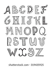 Hand Drawn Artistic Letters Set Handdrawn Stock Vector (Royalty Free ...