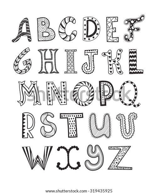 Hand Drawn Artistic Letters Set Handdrawn Stock Vector (Royalty Free ...