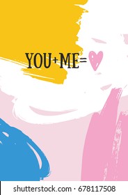 Hand drawn artistic LOVE CARD. Vector illustration.
