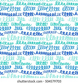 Hand drawn artistic seamless pattern with abstract simply elements. Doodle ink background for textile and wrapping paper