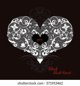 Hand drawn artistically ethnic ornamental patterned heart with romantic doodle elements of St. Valentine's day, zentangle vector illustration for adult coloring book, pages, tattoo, t-shirt or prints.