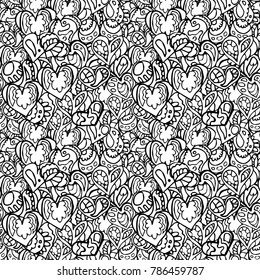 Hand drawn artistically ethnic ornamental patterned heart with romantic doodle elements of St. Valentine's day, zentangle vector illustration for adult coloring book, pages, tattoo, t-shirt or prints.