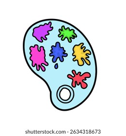 Hand drawn artist's palette with paint vector. Simple painter's palette. Art and ctools icon. Perfect for art, creativity, education, school, and hobby related designs
