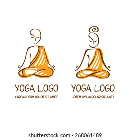 Hand Drawn Artwork of Lotus Pose Logo