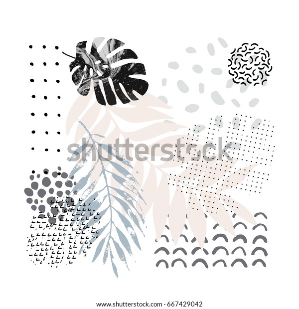 Hand Drawn Artwork Scandinavian Style Modern Stock Vector (Royalty Free
