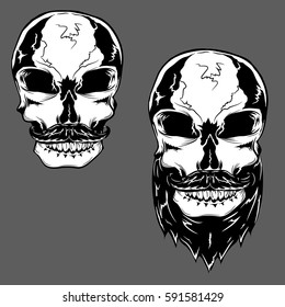 Hand drawn artwork of skull.  Can be used as a logo, sticker, print and etc.