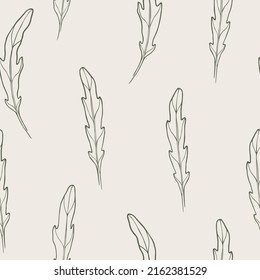 Hand drawn arugula seamless pattern