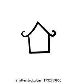 Hand drawn asian house. Simple vector icon
