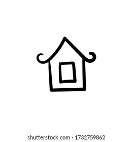Hand drawn asian house. Simple vector icon
