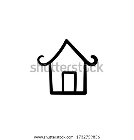 Hand drawn asian house. Simple vector icon
