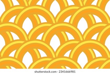 Hand drawn asian japanese ramen noodle seamless pattern.Background with yellow and orange stripes.Pasta abstract background concept.Macaroni yellow poster.