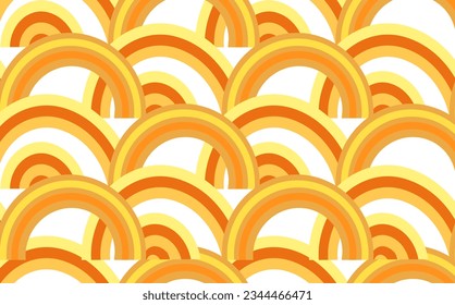 Hand drawn asian japanese ramen noodle seamless pattern.Background with yellow and orange stripes.Pasta abstract background concept.Macaroni yellow poster.