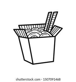 Hand drawn Asian Noodle isolated on a white. Great for menu, poster or label. Vector illustration.