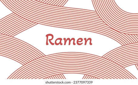 Hand drawn Asian noodle ramen background. Red color Japanese, Chinese abstract waves texture. Italian spaghetti, macaroni pasta backdrop