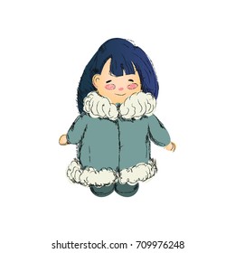 hand drawn asian north girl
