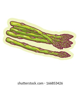 Hand drawn asparagus cartoon vector.