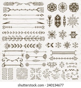 Hand drawn assorted design elements set 1. Vector illustration.