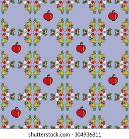 Hand drawn assorted vegetables seamless pattern on violet background. Pattern can be used  for fabric, wallpaper or wrapping paper.