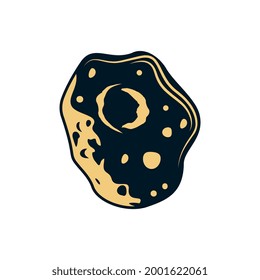 Hand drawn asteroid in black and yellow color vector illustration