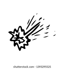 Hand Drawn asteroid doodle. Sketch style icon. Decoration element. Isolated on white background. Flat design. Vector illustration.