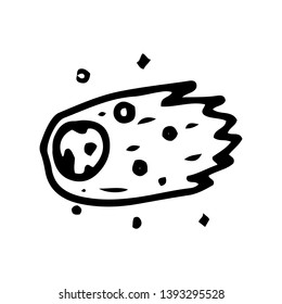 Hand Drawn asteroid doodle. Sketch style icon. Decoration element. Isolated on white background. Flat design. Vector illustration.