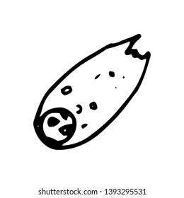 Hand Drawn asteroid doodle. Sketch style icon. Decoration element. Isolated on white background. Flat design. Vector illustration.