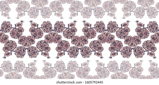 Hand- drawn astra flowers seamless pattern on white background for fabric or surface design. 