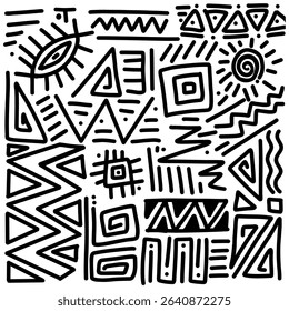 hand drawn astract africa pattern background