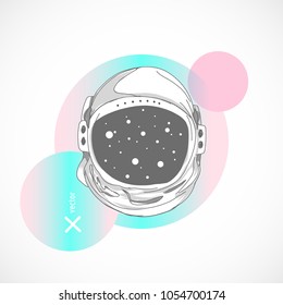 Hand drawn astronaut art helmet graphic illustration