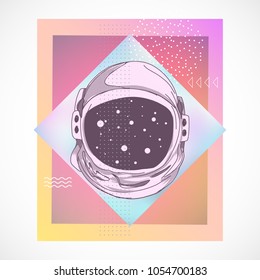 Hand drawn astronaut art helmet graphic illustration