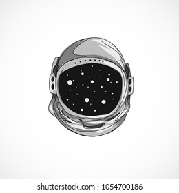 Hand drawn astronaut art helmet graphic illustration