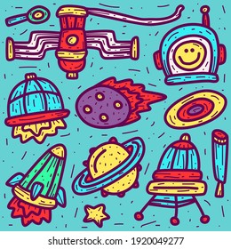 hand drawn astronaut cartoon doodle design for wallpaper, stickers, coloring books, pins, emblems, logos and more