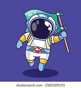 Hand drawn astronaut cartoon vector illustration