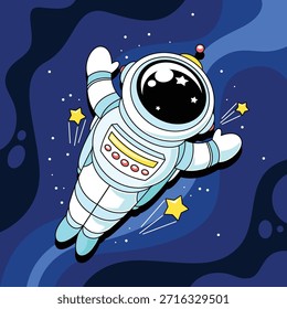Dibujado a mano astronauta Ilustración vectorial de dibujos animados