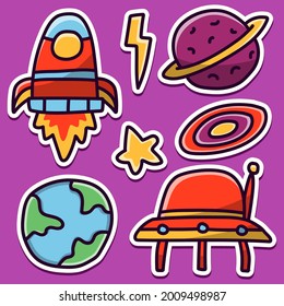 hand drawn astronaut doodle kawaii sticker design