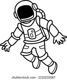 Hand Drawn astronaut floating in space illustration isolated on background