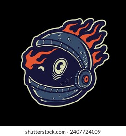 hand drawn astronaut helmet illustration for the space theme