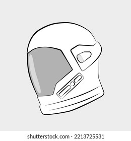 a hand drawn astronaut helmet. isolated vector graphic on light gray background.
