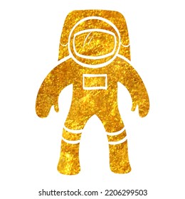 Hand drawn Astronaut icon in gold foil texture vector illustration